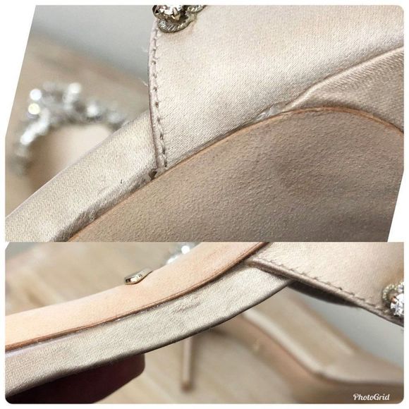 Womens Badgley Mischka Celeste Satin Embellished Nude Pump Heel Size 6.5 - Picture 11 of 12